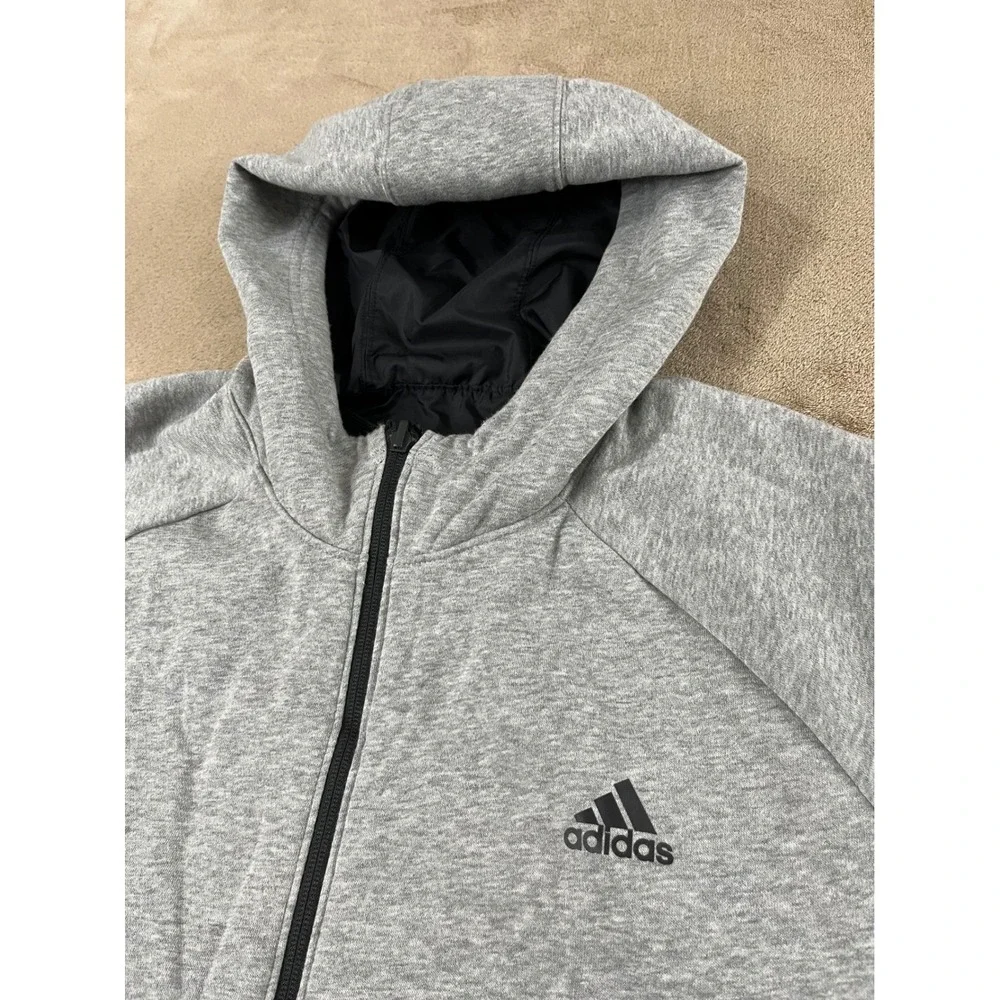 Adidas Reversible Hooded 3‎ Stripe Jacket Size 2XL Black Grey White Full zip